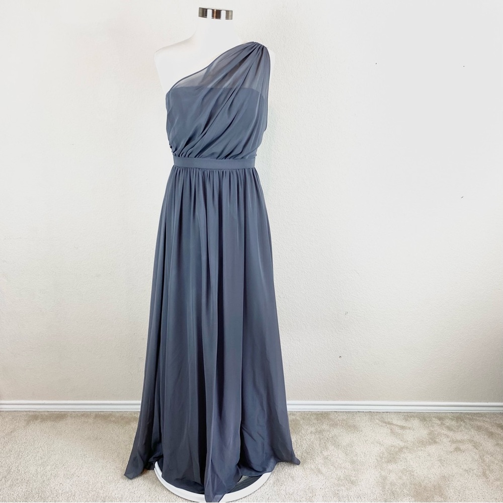 Alfred Angelo Grey One Shoulder Bridesmaid/Formal Dress